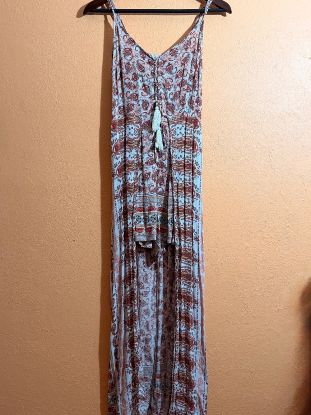 Xhilaration - Boho Tassel Front Maxi Shorts Romper